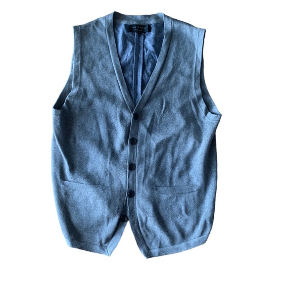 rag & bone Other - Rag & Bone Medium Knit Vest Waistcoat Sweater Button Down Gray Blue